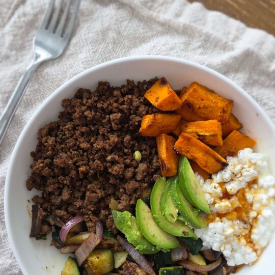Hot Honey Ground Beef Bowls